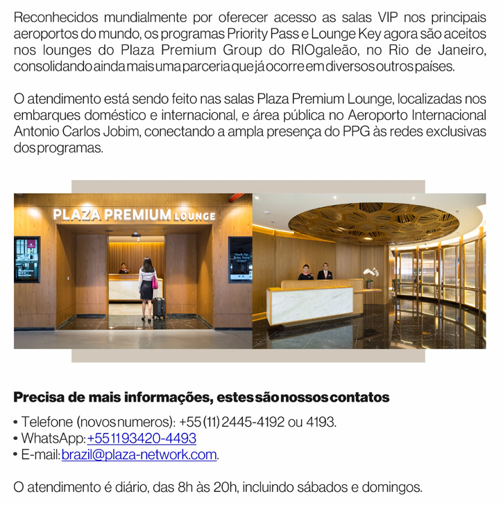 PLAZA PREMIUM LOUNGE - HOSPITALIDADE AEROPORTU&Aacute;RIA