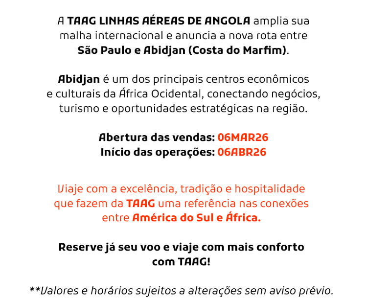 TAAG LINHAS A&Eacute;REAS DE ANGOLA